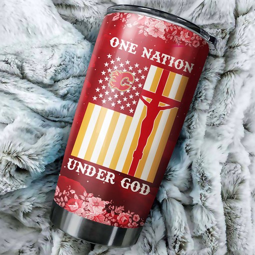 Calgary Flames NHL Tumbler with Patriotic Motif - Perfect for Sports Fans