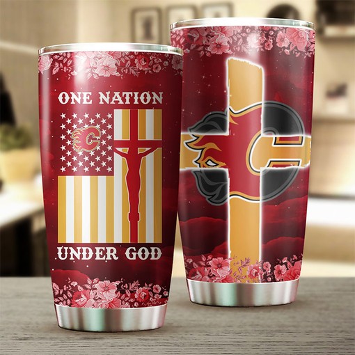 Calgary Flames NHL Tumbler with Patriotic Motif - Perfect for Sports Fans - Image 2