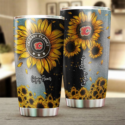 Calgary Flames NHL Tumbler with Sunflower Sunshine Design - Quality Drinkware for Fans - Image 2