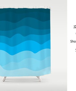 Calming Wavy Blue Shower Curtain | Children's Bathroom Decor | Housewarming Gift | Customized Sizes