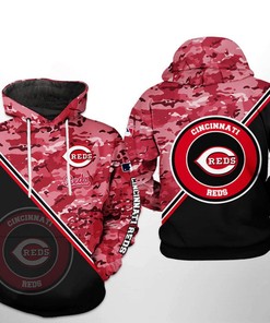 Camo 3D Hoodie with Cincinnati Reds Team Logo - Perfect for Fans!