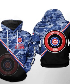 Camo 3D Hoodie with Team Logo - Perfect for Chicago Cubs Fans.