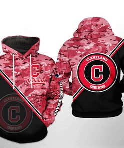 Camo 3D Hoodie with Team Logo - Perfect for Cleveland Indians Fans.