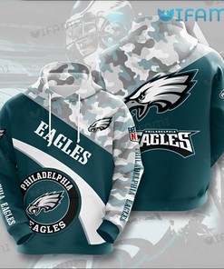 Camo Pattern Blue Mix Logo Philadelphia Eagles Hoodies 3D with All Over Print
