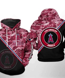 Camo Team 3D Hoodie Zipper Hoodie with Custom All Over Print - Los Angeles Angels Baseball