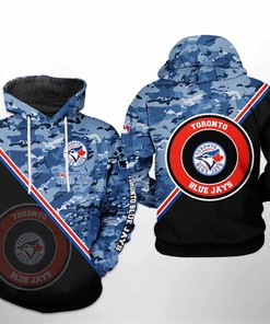 Camo Team Print Toronto Blue Jays 3D Hoodie with Zipper - Must-Have for Game Day