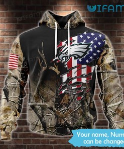 Camo USA Flag Personalized Philadelphia Eagles Army 3D Hoodies