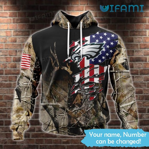 Camo USA Flag Personalized Philadelphia Eagles Army 3D Hoodies