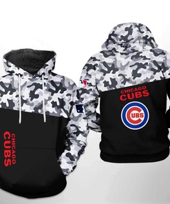 Camo Veteran All Over Print 3D Hoodie - Show Your Support for Chicago Cubs