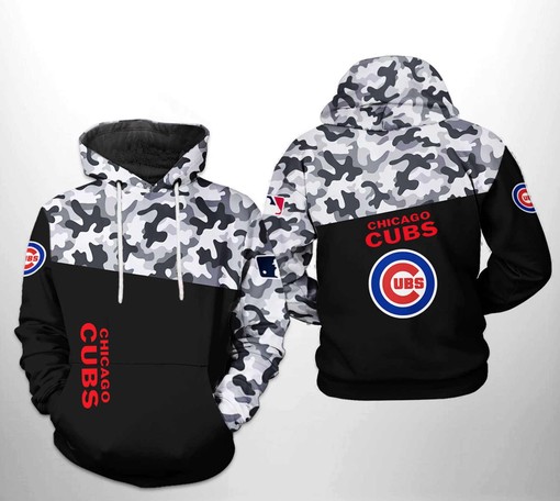 Camo Veteran All Over Print 3D Hoodie - Show Your Support for Chicago Cubs