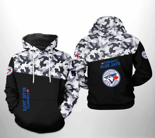 Camo Veteran Style Toronto Blue Jays 3D Hoodie with Zipper - Perfect for Military Families