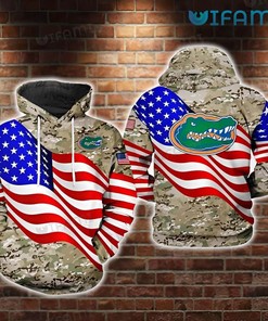Camouflage Mix USA Flag Logo Florida Gators Hoodie - 3D All Over Print Custom Design Perfect for Gator Fans