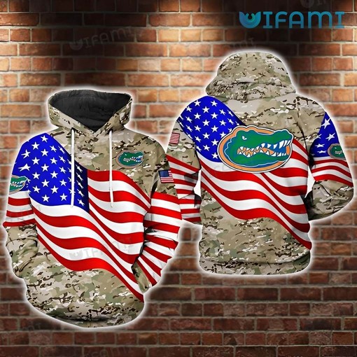 Camouflage Mix USA Flag Logo Florida Gators Hoodie - 3D All Over Print Custom Design Perfect for Gator Fans