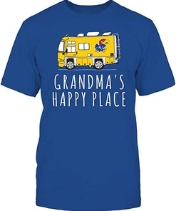 Camping Grandma's Happy Place Team Kansas Jayhawks Shirt - NCAA Shirts for Women