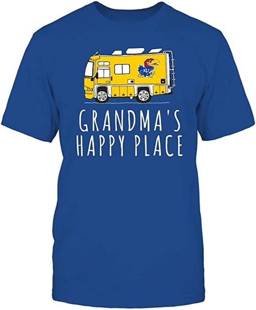 Camping Grandma's Happy Place Team Kansas Jayhawks Shirt - NCAA Shirts for Women