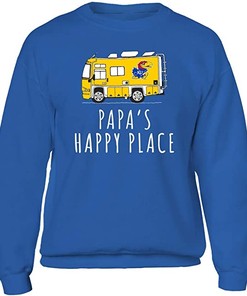 Camping Papa's Happy Place Team Kansas Jayhawks Shirt - NCAA College Shirts for Men