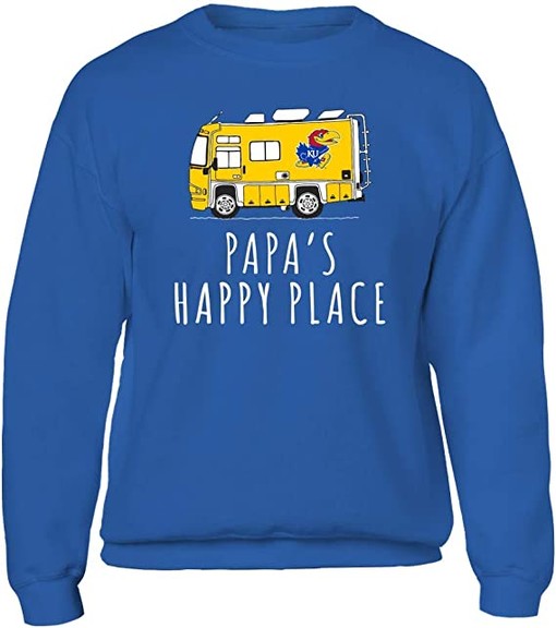 Camping Papa's Happy Place Team Kansas Jayhawks Shirt - NCAA College Shirts for Men