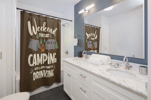 Camping and Drinking Shower Curtain - Fun for Outdoor Enthusiasts - Image 2