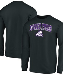 Campus Logo Long Sleeve T-Shirt for TCU Horned Frogs Fans, Official University Football Fan Shirt