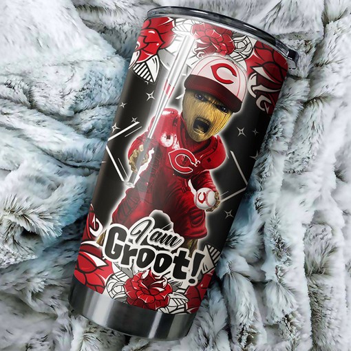 Captivating Cincinnati Reds MLB Tumbler with Cool Groot Design and Top-Quality MLB Logo - Image 2