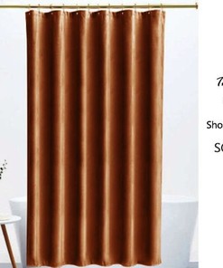Caramel Velvet Shower Curtain, Heavy Luxury Waterproof Velvet Curtain, Unique Tub Accessory