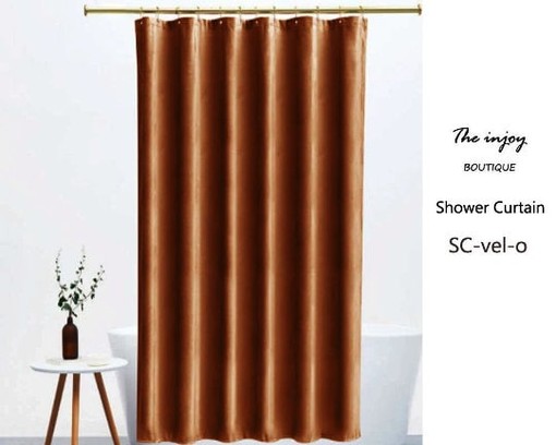 Caramel Velvet Shower Curtain, Heavy Luxury Waterproof Velvet Curtain, Unique Tub Accessory