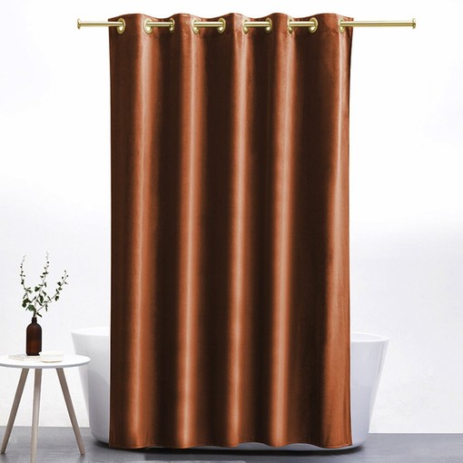 Caramel Velvet Shower Curtain, Heavy Luxury Waterproof Velvet Curtain, Unique Tub Accessory - Image 2