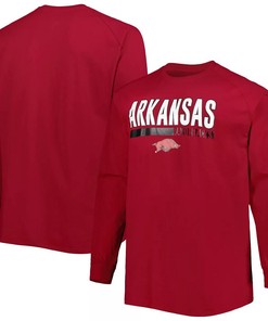 Cardinal Arkansas Razorbacks Two-Hit Raglan Long Sleeve T-Shirt with Retro NCAA Logo
