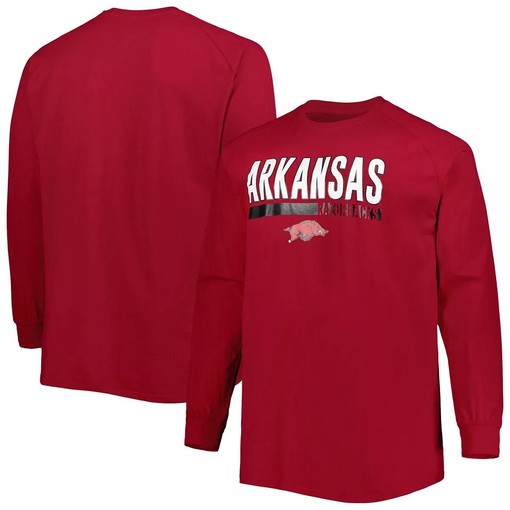 Cardinal Arkansas Razorbacks Two-Hit Raglan Long Sleeve T-Shirt with Retro NCAA Logo