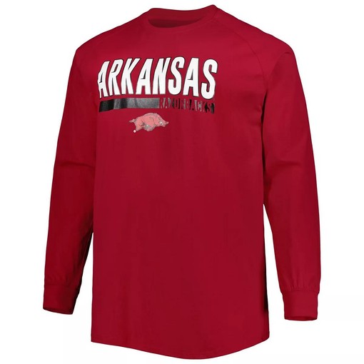 Cardinal Arkansas Razorbacks Two-Hit Raglan Long Sleeve T-Shirt with Retro NCAA Logo - Image 2