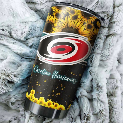 Carolina Hurricanes NHL Tumbler - Beautiful Sunflower Design for Beverage Lovers