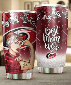 Carolina Hurricanes NHL Tumbler NHL Logo Strong Best Mom Ever Tumbler for Fans, Perfect for Personalized Tumblers