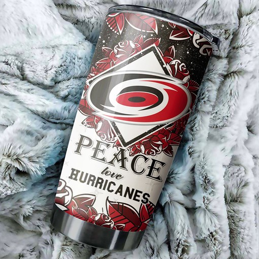 Carolina Hurricanes NHL Tumbler - Peace Love Tumbler with Sporting Design for Hockey Fans - G Fanatics