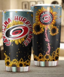 Carolina Hurricanes NHL Tumbler Sunflower Design Tumbler for NHL Fans Who Love Summer
