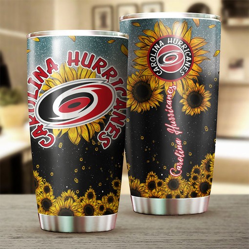Carolina Hurricanes NHL Tumbler Sunflower Design Tumbler for NHL Fans Who Love Summer