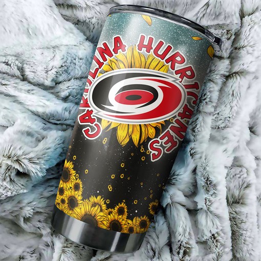 Carolina Hurricanes NHL Tumbler Sunflower Design Tumbler for NHL Fans Who Love Summer - Image 2