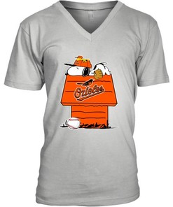Cartoon Characters Tee for Fans: MLB Baltimore Orioles Snoopy and Woodstock Teammates T-Shirt with Cartoon Design
