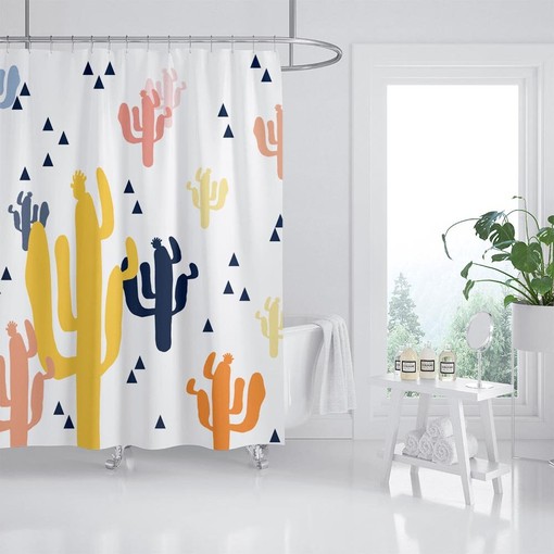 Cartoon Sea Plants Coral Shower Curtain | Extra Thick Waterproof Curtain + Hooks | Customizable