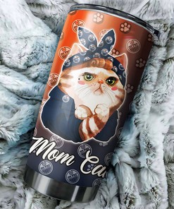 Cat Mom Design Tumbler for Edmonton Oilers NHL Fans