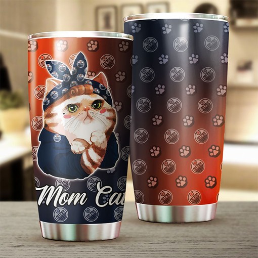 Cat Mom Design Tumbler for Edmonton Oilers NHL Fans - Image 2