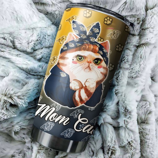 Cat Mom Design Tumbler for NHL Fans Nashville Predators NHL