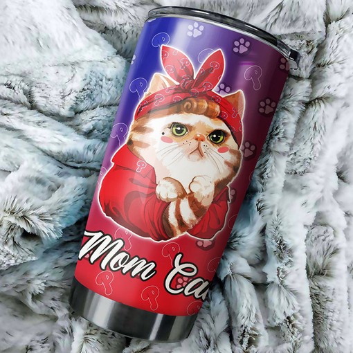 Cat Moms with Personalized Design and Custom MLB Logo - Philadelphia Phillies MLB Tumbler with Personalized Tumbler