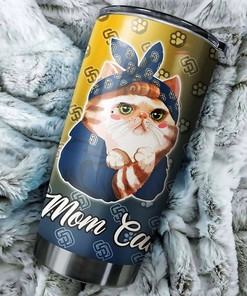 Cat Moms with Personalized Design and Custom MLB Logo - San Diego Padres MLB Tumbler with Personalized Tumbler