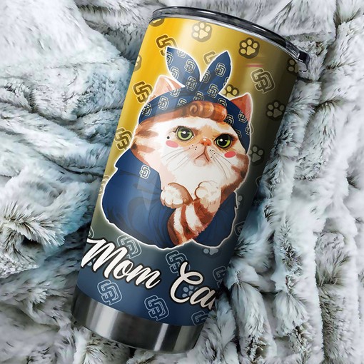 Cat Moms with Personalized Design and Custom MLB Logo - San Diego Padres MLB Tumbler with Personalized Tumbler