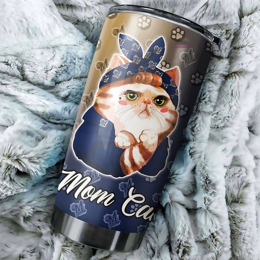 Cat Moms with Personalized Design and MLB Logo - Milwaukee Brewers MLB Tumbler with Baseball Mom Tumbler Ideas