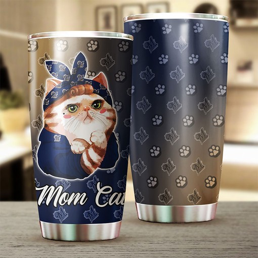 Cat Moms with Personalized Design and MLB Logo - Milwaukee Brewers MLB Tumbler with Baseball Mom Tumbler Ideas - Image 2