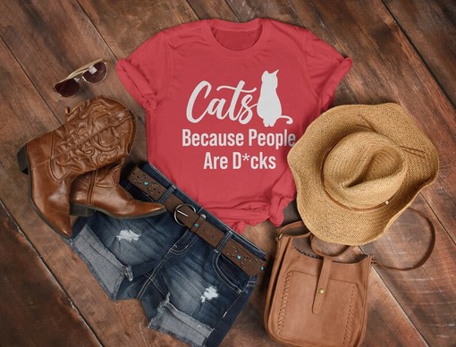Cats, Because People Are D*cks Unisex Tee, Funny Cat Shirt, Less People More Cat T-Shirt - Image 3