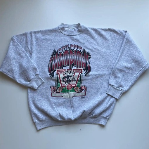 Celebrate Wisconsin Badgers Rose Bowl Champions with Vintage 90s NCAA Sweatshirts, Hoodies, and T-Shirts
