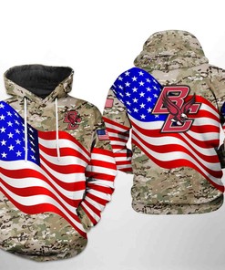 Celebrate Your Team and Country with Boston College Eagles NCAA US Flag Camo Veteran 3D Hoodie Featuring All Over Print