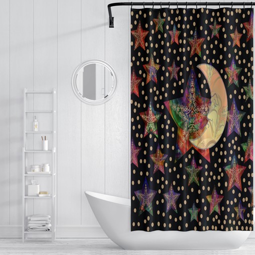Celestial Good Moon Boho Shower Curtain Set for Peaceful Bathroom Decor - Image 3